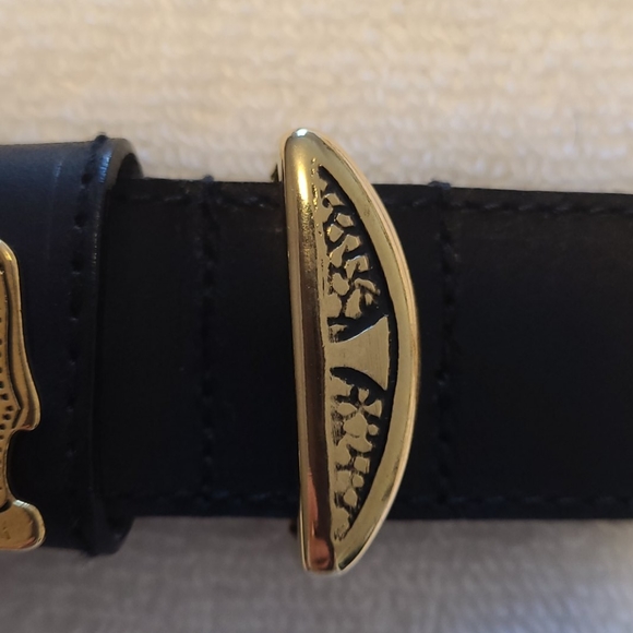 Frank Remmert Designer leather belt whimsical brass hardware - Picture 6 of 10